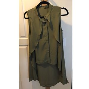 Green high low button down blouse